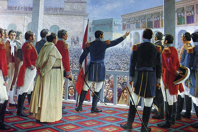 El 28 de julio San Martín proclamó la libertad del Perú en cuatro plazas de la ciudad de Lima, la primera declaración y la más importante fue en la Plaza Mayor (Foto: Andina).